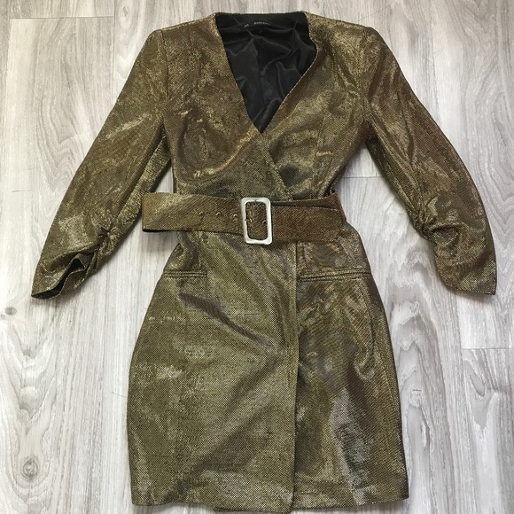 Zara Gold Blazer Mini Dress Womens XS - Picture 1 of 12